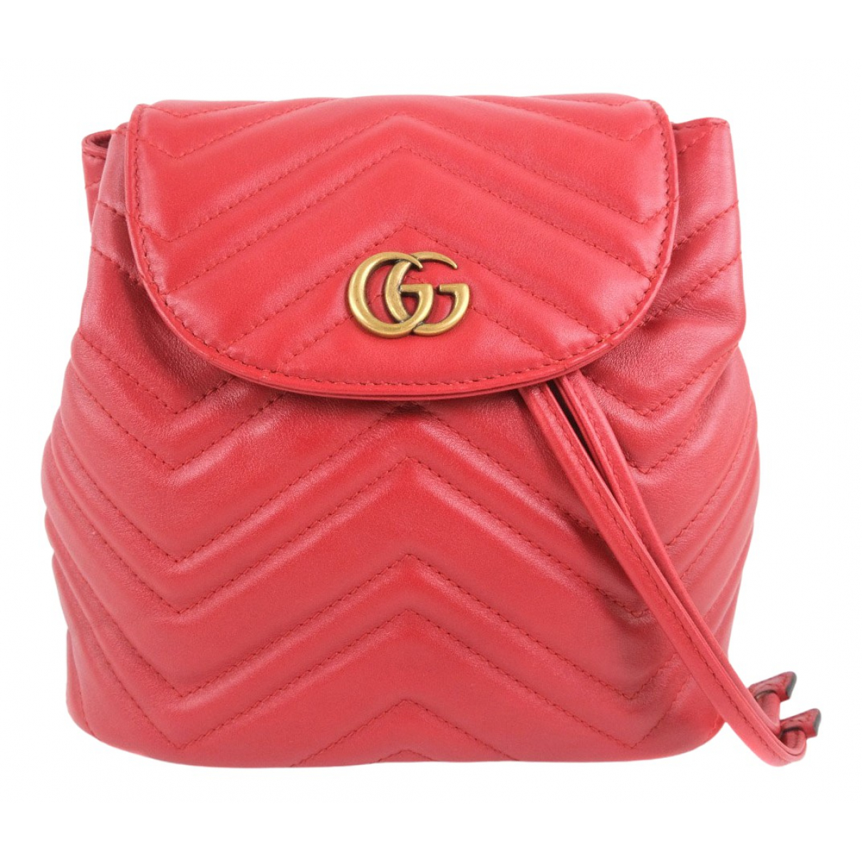 Marmont leather backpack Gucci Red in 